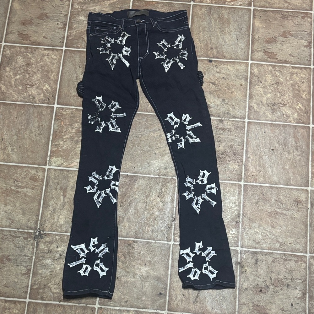 Black Skinny Jeans with White Pattern